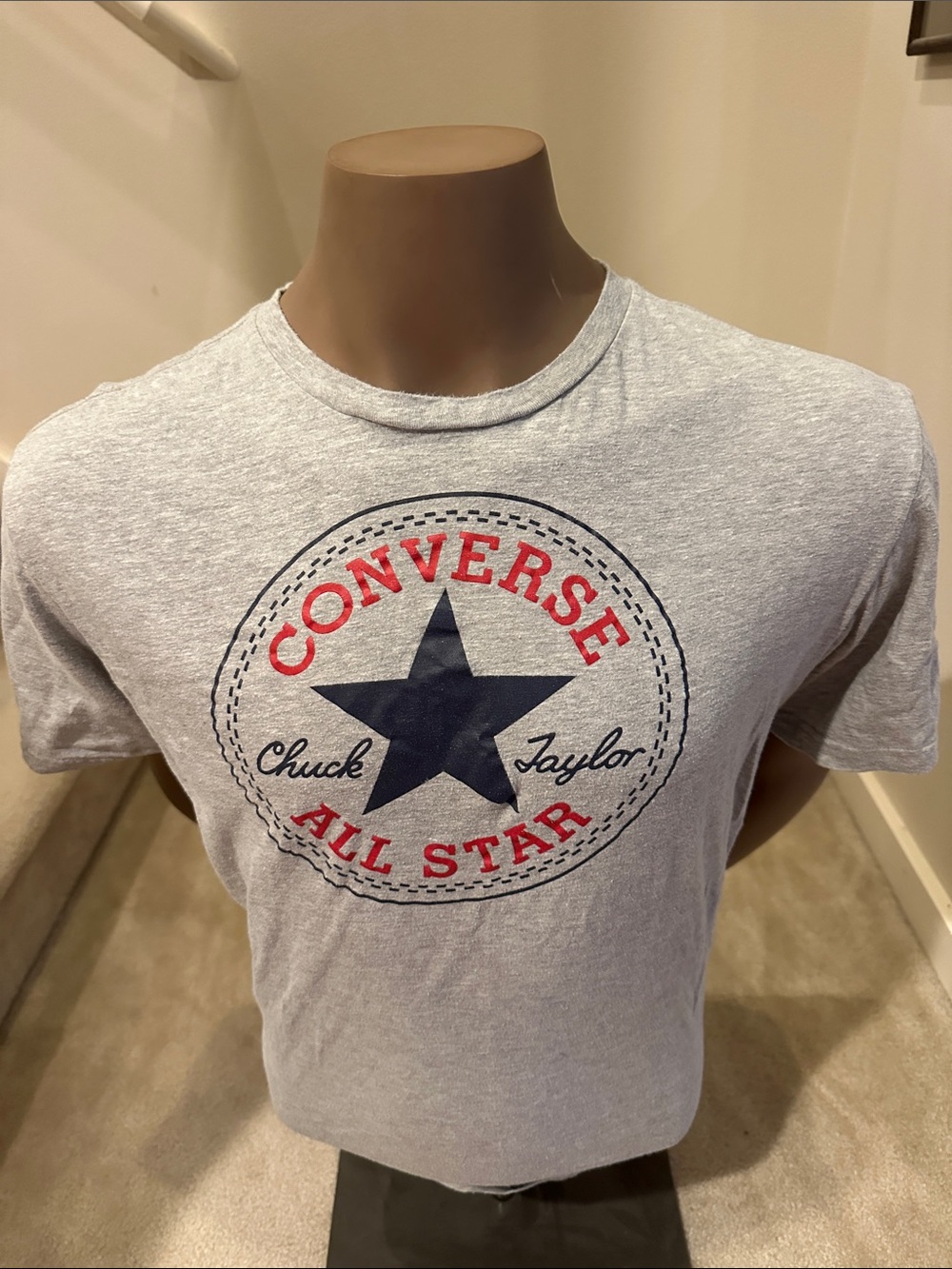 Converse Gray Tee with Navy Star and Red Logo